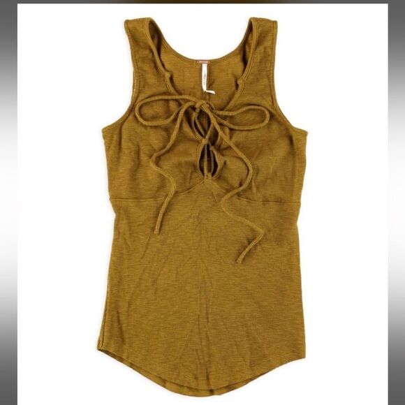 Free People Brown Criss Cross Tie Tank Top. Size Small. Excellent Condition! - Picture 1 of 9